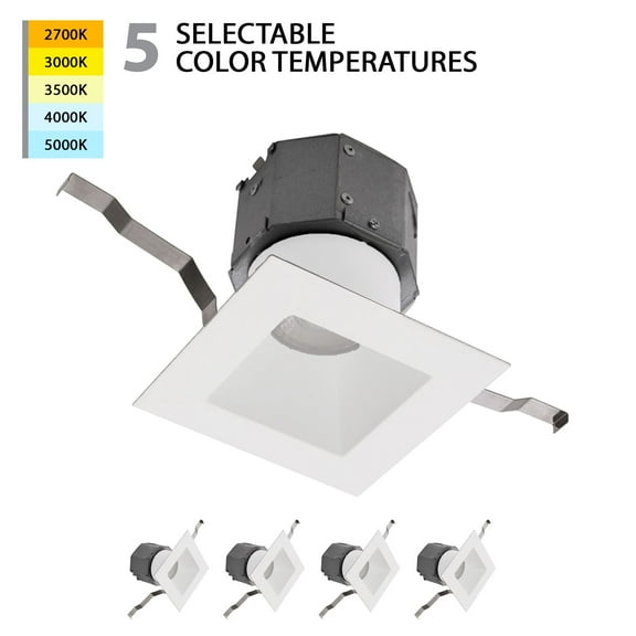 WAC Lighting Pop-in 4" Square LED 5-CCT Recessed Kit in White (Set of 4)