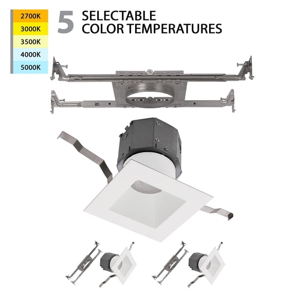 WAC Lighting Pop-in 4" Square New Construction Recessed Kit in White (Set of 2)