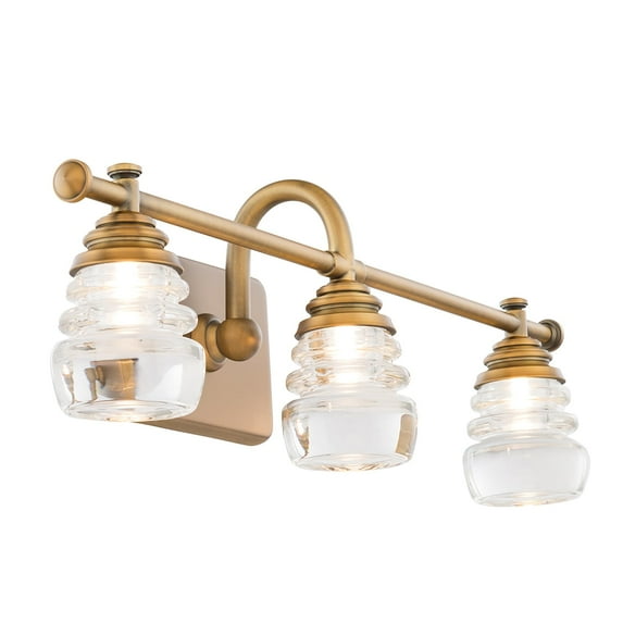 WAC Lighting Rondelle 3-Light LED 3000K Aluminum Bathroom Vanity Light in Brass
