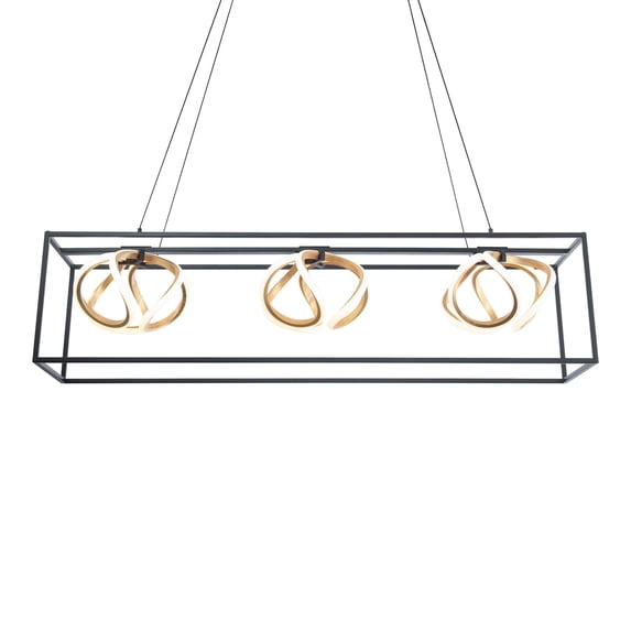 WAC Lighting Sinclair 42" LED 3-Light Aluminum Linear Pendant in Black Gold Leaf