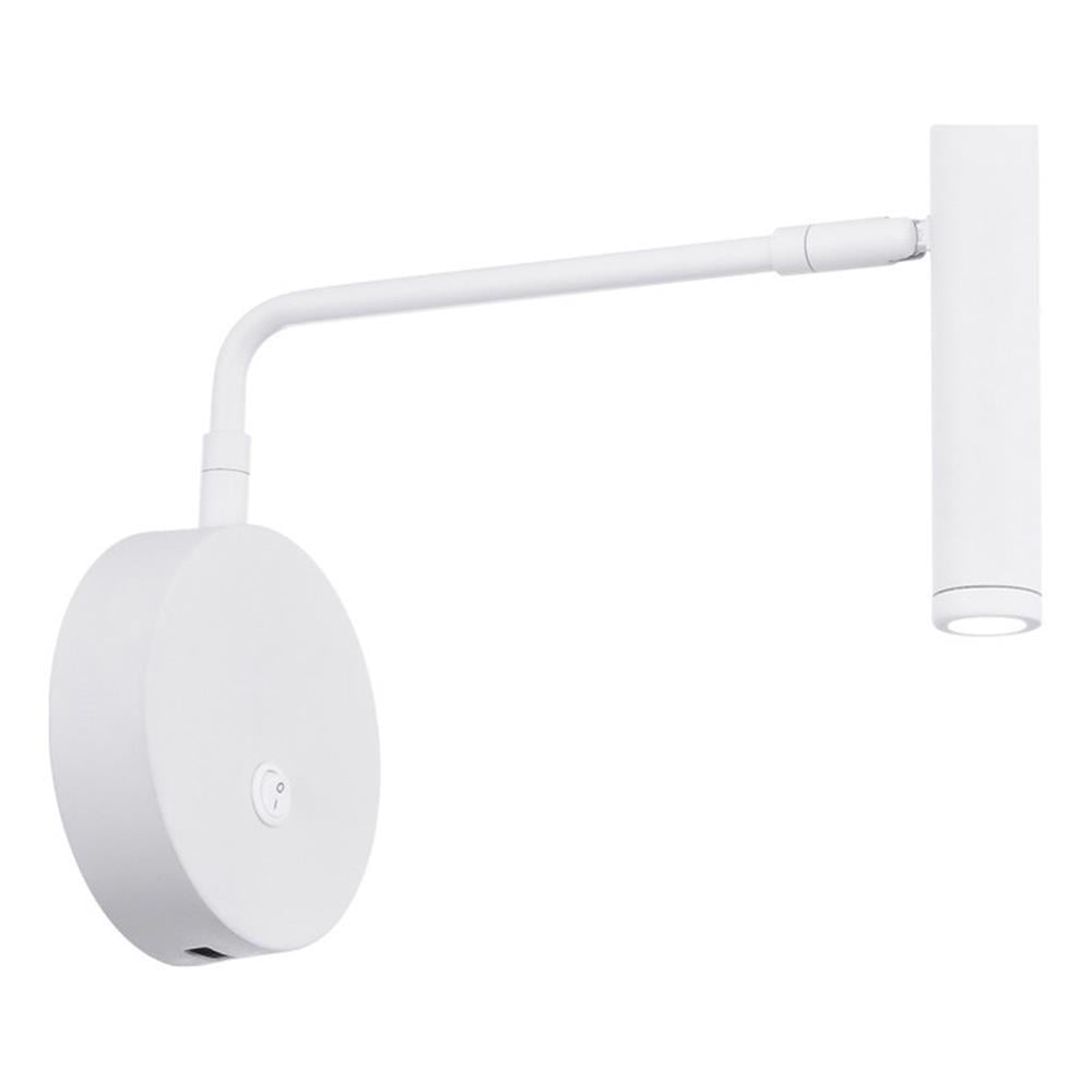 Sprig 8" White LED Swing Arm Wall Sconce with Dimmable Spotlight