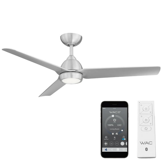 WAC Mocha 54" Brushed Aluminum Dimmable LED Smart Ceiling Fan with Remote Control