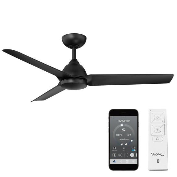 WAC Mocha 54" Matte Black Smart Ceiling Fan with Remote Control