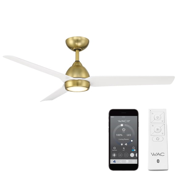 WAC Mocha 54" Soft Brass/Matte White Dimmable LED Smart Ceiling Fan with Remote Control