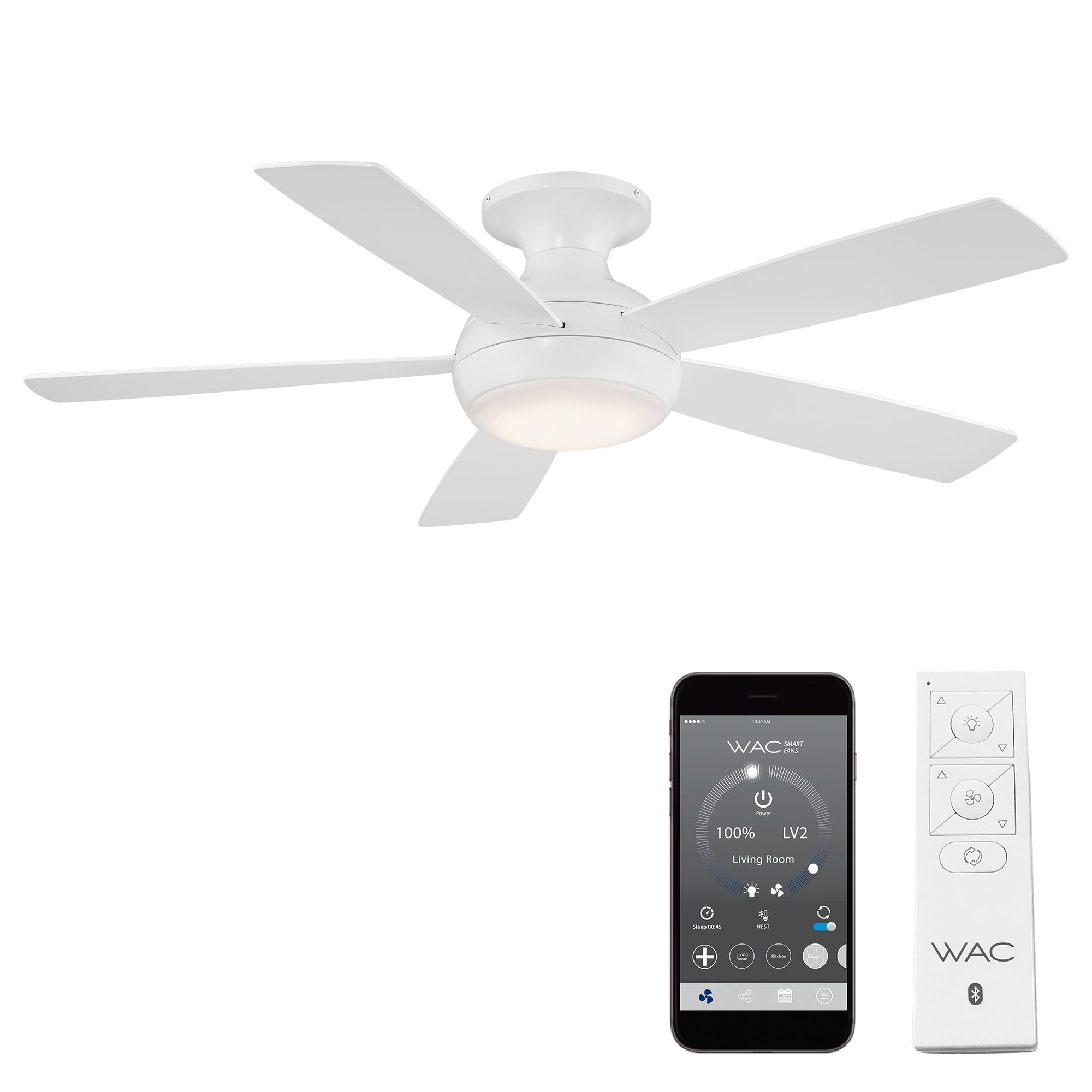 Odyssey 52" Matte White Smart Ceiling Fan with LED Light and Remote