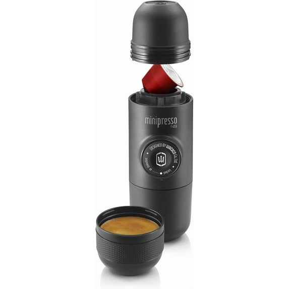 WACACO Minipresso NS, Portable Espresso Machine, Compatible Original NS Capsules, Travel Coffee Maker, Manually Operated from Piston Action