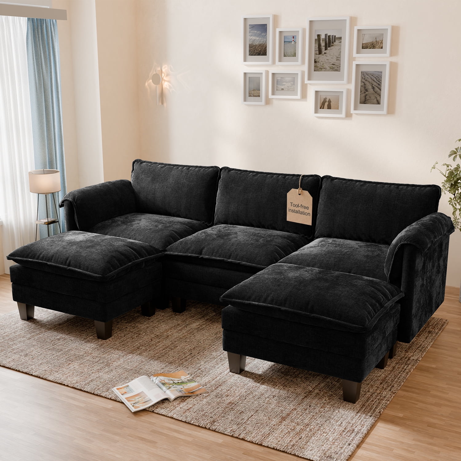 売却済 Sophia&William 3-Seat Modular Sectional Sofa Sets, Modern Chenille