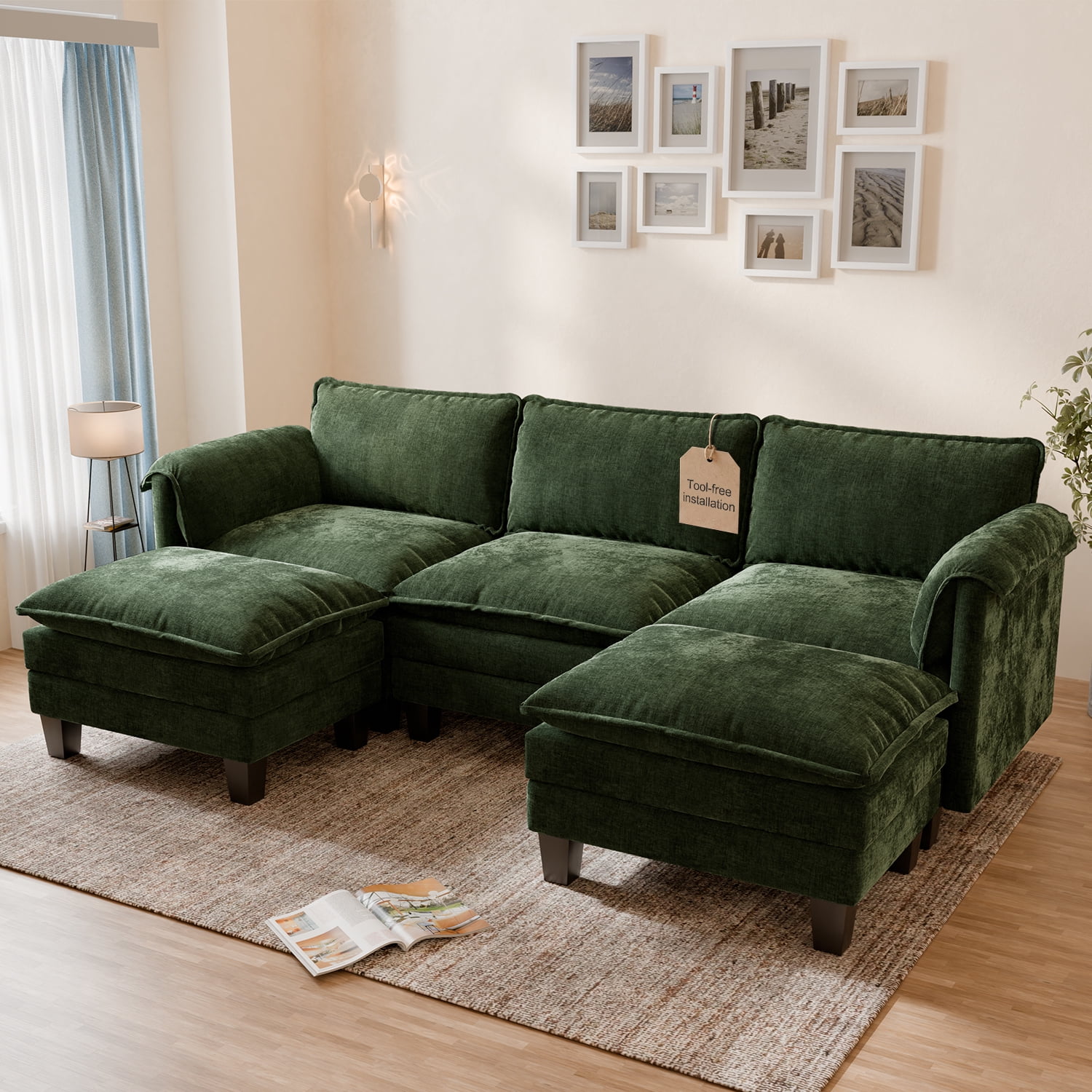 Sophia&William 6-Seat Sectional Sofa Sets, Modern Cloud Couch Deep