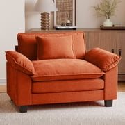 WACASA Modern Accent Chair and a Half, 49.5'' W Oversized Chairs in Living Room, Chenille Comfy Reading Chair, Armchair with Wide Armrests, Terracotta