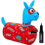 WADDLE Hip Hopper Inflatable Kids Hopping Animal, Age 2 and Up, Up to 85 Pounds, Blue Dog