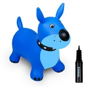 WADDLE Inflatable Hopper Animal, Kids and Toddlers, With Pump, 2 Years and Up, Blue Dog