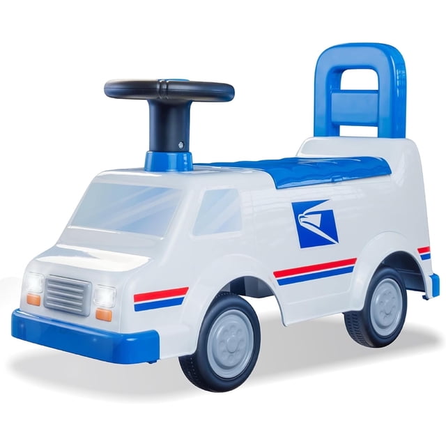 WADDLE USPS Mail Truck Toddler Ride on Toys - Foot to Floor, Lights, Sounds, Interactive Toys, Includes Postal Box, 2 Envelopes, Easy Assembly, Up to 44 lbs