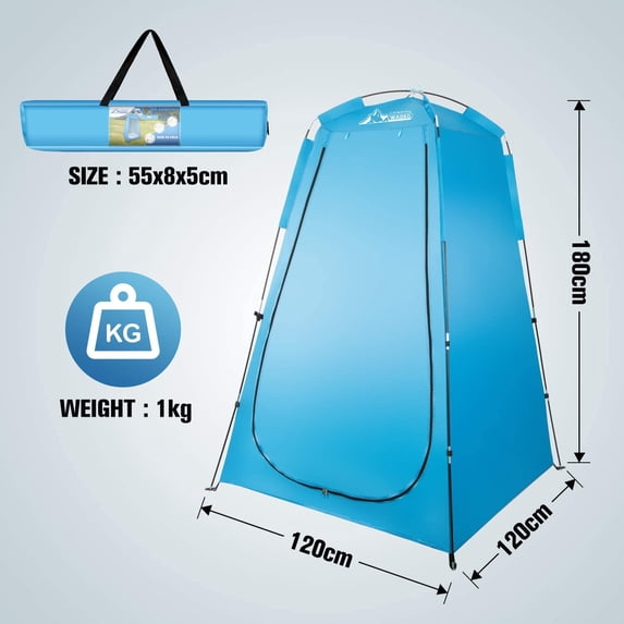 Wadeo Shower Tent with Carry Bag, Polyester Blue