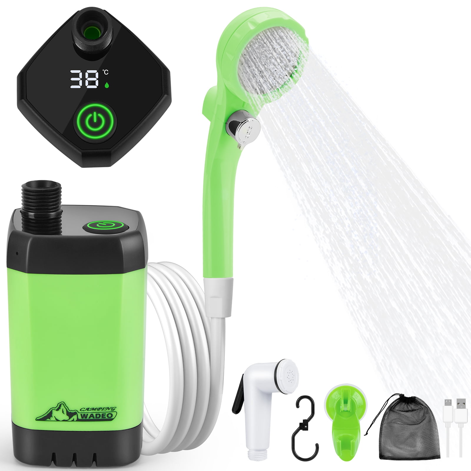 WADEO Portable Shower for Camping, Outdoor Electric Shower Rechargeable