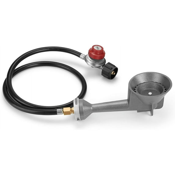 WADEO Propane Burner Head, High Pressure Cast-Iron Round Turkey Fryer Burner with 4FT Adjustable High Pressure Propane Regulator with Hose and Brass Fitting