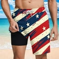 thumbnail image 1 of WAENQINLA 2 in 1 Men's Swim Trunks USA Flag Pattern Quick Dry Bathing Suit with Lining Breathable Drawstring Elastic Waist Board Shorts, 1 of 6