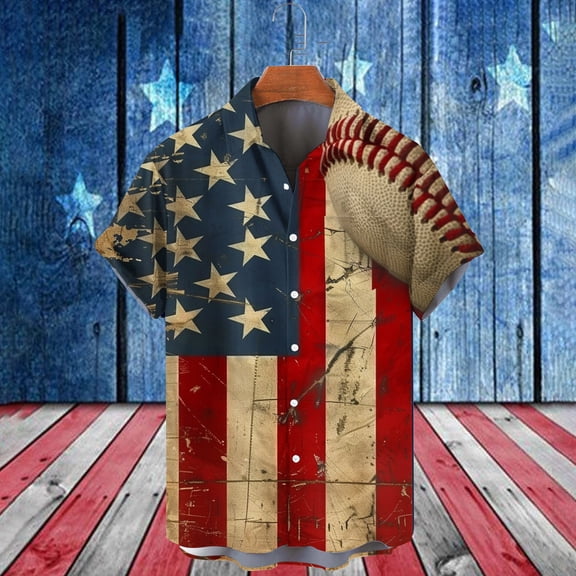 WAENQINLA American Flag Hawaiian Shirts for Men USA Short Sleeve Button up Independence Day Shirt Tropical Holiday Beach Shirts