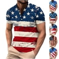 thumbnail image 1 of WAENQINLA Big and Tall American Flag Shirts for Men American Flag Independence Day Shirt Trendy Short Sleeve Button Henley Shirt Holiday Tops,S-5XL, 1 of 5