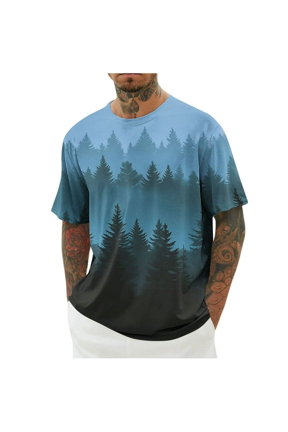 Big and Tall Men's 3D Graphic T-Shirt Funny Novelty Print Short Sleeve T-Shirt for Young Men Summer Crew Neck Tees,M-5XL