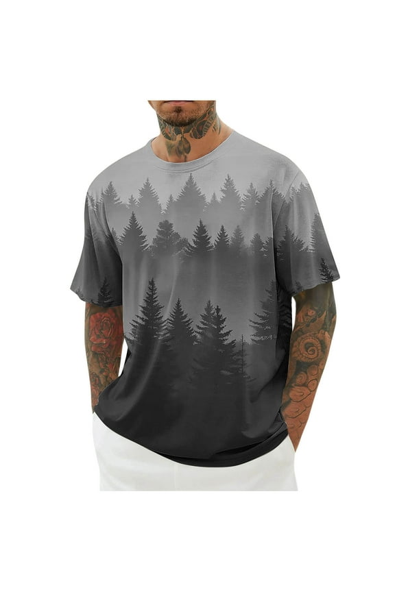 Big and Tall Men's 3D Graphic T-Shirt Funny Novelty Print Short Sleeve T-Shirt for Young Men Summer Crew Neck Tees,M-5XL