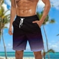 thumbnail image 1 of WAENQINLA Big and Tall Men's Swim Trunks Summer Striped Shorts with Pockets Drawstring Elastic Waist Beach Shorts Bathing Suit, 1 of 5