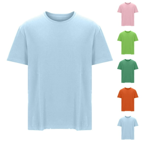 WAENQINLA Big and Tall Mens Crewneck T Shirts Relaxed Plain Soft Basic Tees Summer Solid Color Short Sleeve Tshirt
