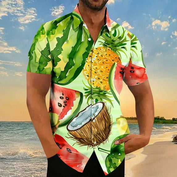 WAENQINLA Big and Tall Mens Hawaiian Shirt Short Sleeves Button Down Beach Shirts Summer Tropical Print Casual Shirts