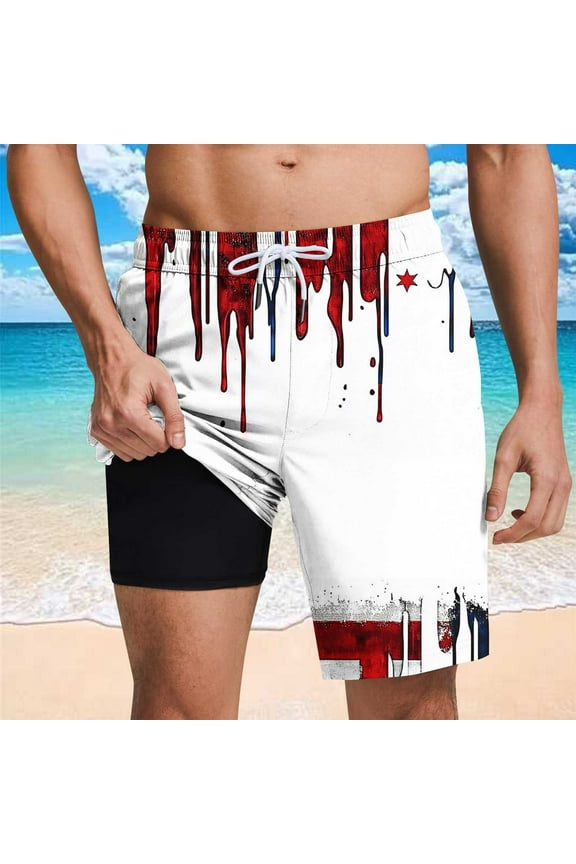 Big and Tall Mens Swim Trunks Summer Quick Dry Board Shorts Bathing Suit Elastic Waist Drawstring Swimwear with Liner S-3XL