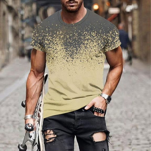 WAENQINLA Big and Tall Shirts for Men Workout Gym Crewneck Short Sleeve Muscle Shirt Casual Stylish Graphic Tees,M-5XL