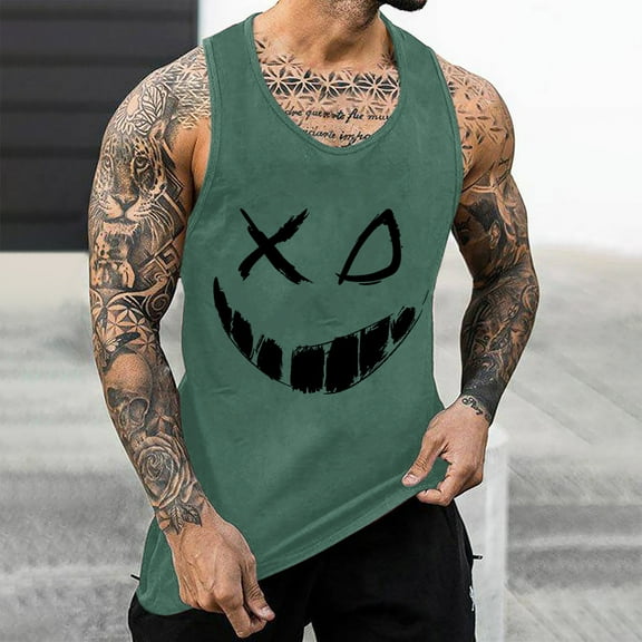 WAENQINLA Big and Tall Tank Tops for Men Sleeveless Crewneck Workout Shirts Tanks Summer Fashion Graphic Beach Vest T-Shirts