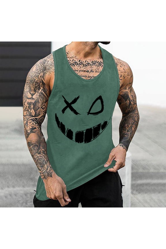 Big and Tall Tank Tops for Men Sleeveless Crewneck Workout Shirts Tanks Summer Fashion Graphic Beach Vest T-Shirts