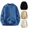 thumbnail image 1 of WAENQINLA Cable Knit Sweaters for Men Oversized Chunky Crewneck Pullover Tops Winter Warm Solid Long Sleeve Knitted Sweaters, 1 of 8