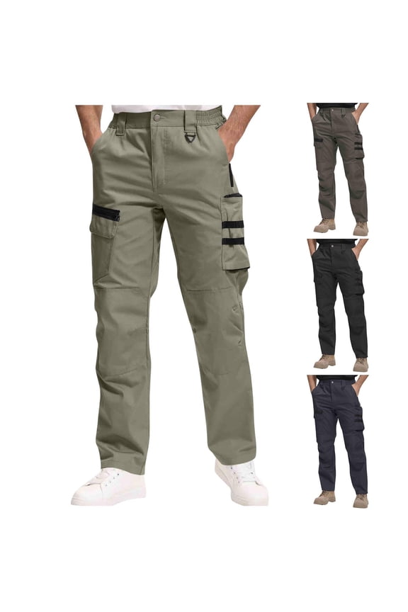 Cargo Pants for Men Outdoor Utility Durable Hiking Travel Work Pant with Multi Pockets Big and Tall Waterproof Elastic High Waist Trousers Gray Pant for Men S