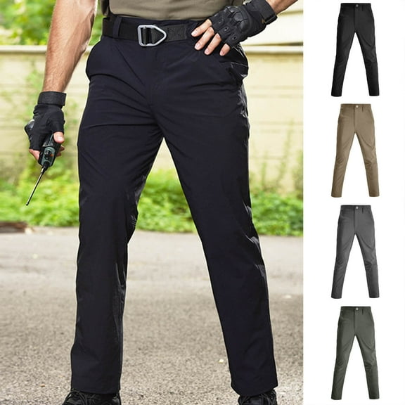 WAENQINLA Cargo Pants for Men Big and Tall Quick Dry Hiking Travel Pant with Pockets Casual Wide Leg Open Bottom Workout Trousers Black S