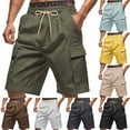 thumbnail image 1 of WAENQINLA Corduroy Shorts for Men Casual Knee Length Summer Lounge Shorts Loose Fit Straight Leg Bermuda Shorts with Multi Pockets Light Blue Shorts,Size S-3XL, 1 of 7