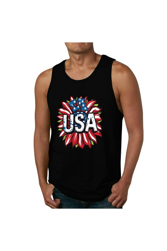Big and Tall Tank Tops for Men American Flag Funny Print Graphic Tees Summer Casual Sleeveless Shirts M-6XL