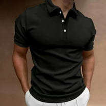 WAENQINLA Golf Shirts for Men Business Casual Solid Short Sleeve Tees Soft Turn-Down Collared Henley Shirt with 3 Button