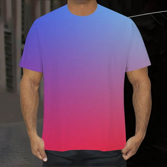 WAENQINLA Gradient T-Shirt for Men Big and Tall Casual Short Sleeve Shirts Summer Fashion Graphic Crewneck Tees,S-5XL
