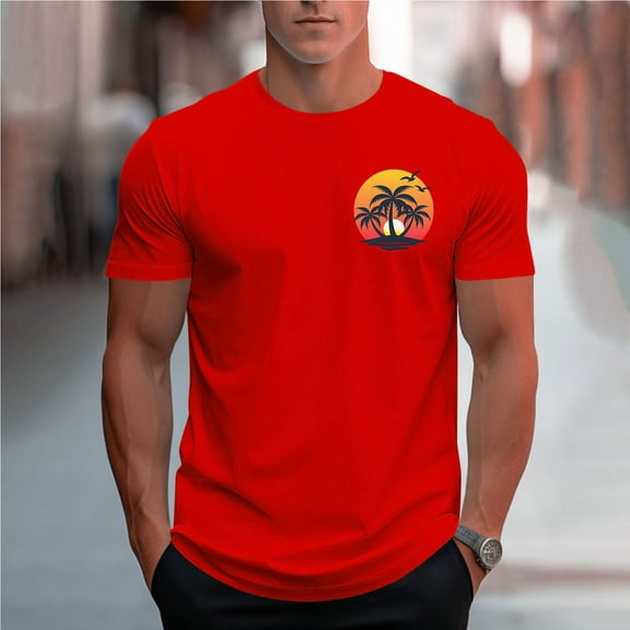 WAENQINLA Graphic T Shirts for Man Tropical Palm Tree Print Tees Summer Casual Short Sleeve Crew Neck T-Shirt Workout Tops