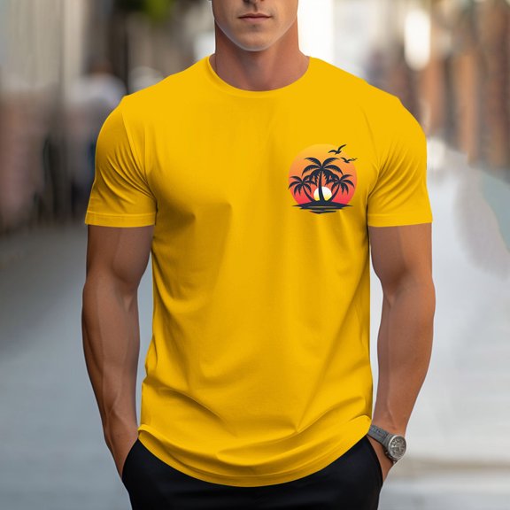 WAENQINLA Graphic T Shirts for Man Tropical Palm Tree Print Tees Summer Casual Short Sleeve Crew Neck T-Shirt Workout Tops