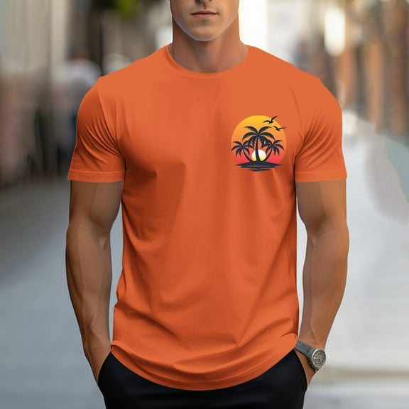 WAENQINLA Graphic T Shirts for Man Tropical Palm Tree Print Tees Summer Casual Short Sleeve Crew Neck T-Shirt Workout Tops