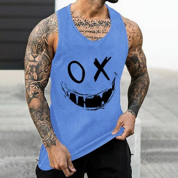 WAENQINLA Graphic Tank Tops Men Summer Beach Sleeveless Fashion Men's Tank Tops Big and Tall Novelty Printed Crew Neck Shirts,S-4Xl