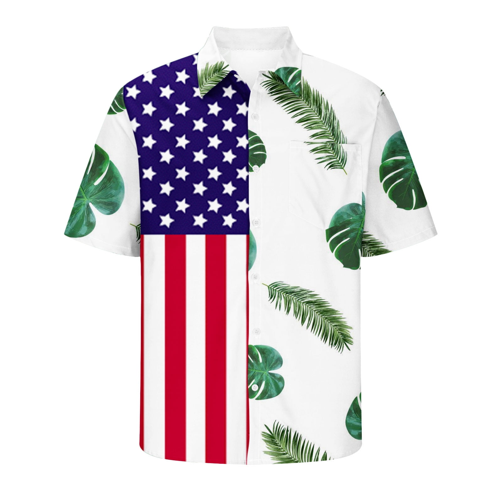 WAENQINLA Hawaiian Shirts for Men Plus Size American Flag Graphic Beach