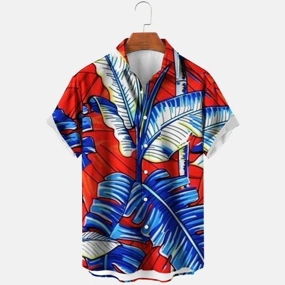 WAENQINLA Hawaiian Shirts for Men Big and Tall Short Sleeve Casual Button Down Shirt Tropical Summer Beach Shirt with Pocket