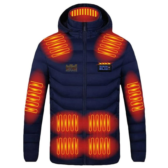 WAENQINLA Heated Hoodie Coats for Men Women Lightweight Zip Up Winter Warm USB Rechargeable Heating Jacket Long Sleeve Puffer 21 Heating Zones Outdoor Coat Blue XL