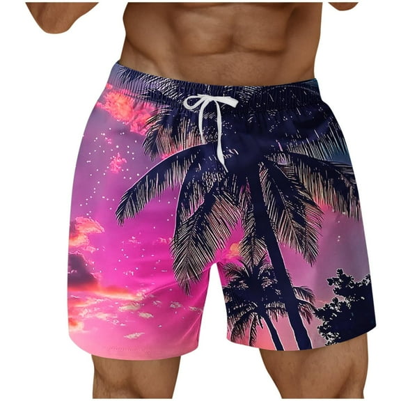 WAENQINLA Men Swim Trunks Big and Tall Drawstring Elastic Waist Quick Dry Beach Shorts Holiday Vacation Swimwear Bathing Suits