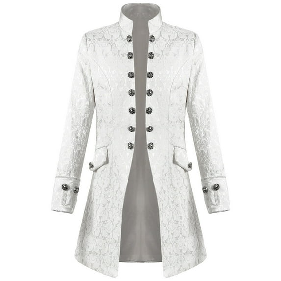 WAENQINLA Men Vintage Jackets Steampunk Gothic Long Frock Coat Double-Breasted Medieval Renaissance Slim Fit Tuxedo Coats Halloween Costumes