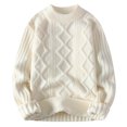 thumbnail image 1 of WAENQINLA Men's Cable Knit Sweaters Oversized Chunky Crewneck Pullovers Winter Warm Solid Long Sleeve Knitted Sweater, 1 of 7