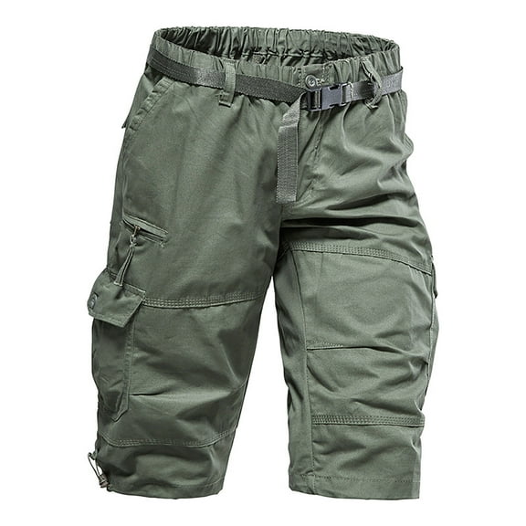 WAENQINLA Men's Cargo Shorts 3/4 Relaxed Mens Running Shorts with Multi Pockets Casual Elastic Waist Outdoor Hiking Shorts