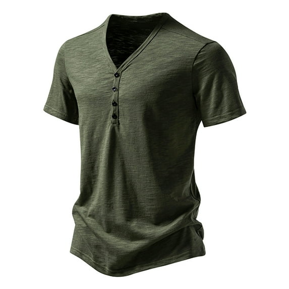 WAENQINLA Men's Casual Henley Shirt with 4 Button Stretchy Slim Fit Short Sleeve T-Shirts Stylish Basic Solid Color Tees